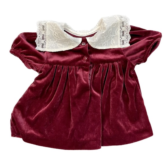 Vintage Rose Cottage Velvet and Lace Dress With Bloomers 3 Pieces 6-9 Months - Picture 5 of 8